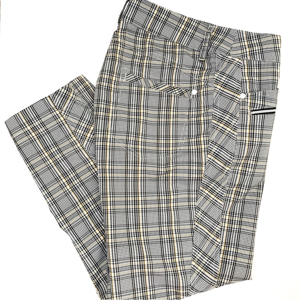 DAILY SPORTS Edyth Golf Pant Black/Yellow/White Plaid Ankle Length